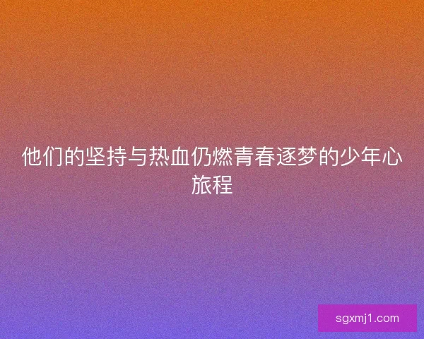 他们的坚持与热血仍燃青春逐梦的少年心旅程