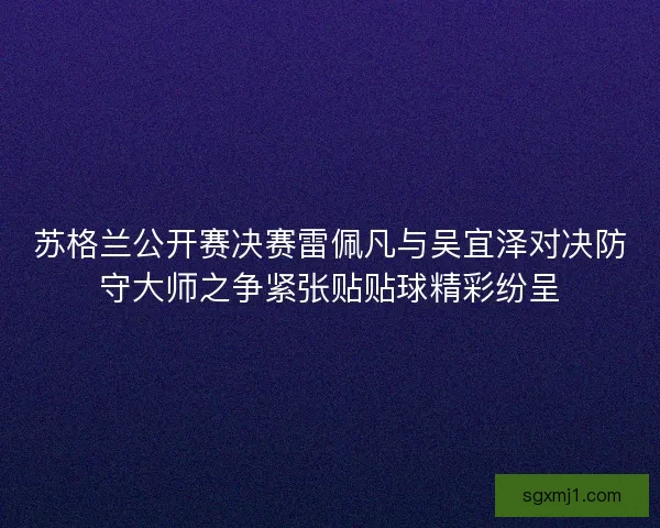 苏格兰公开赛决赛雷佩凡与吴宜泽对决防守大师之争紧张贴贴球精彩纷呈