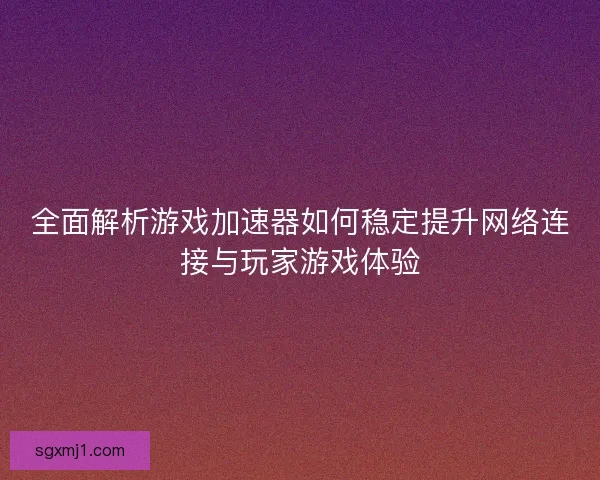 全面解析游戏加速器如何稳定提升网络连接与玩家游戏体验